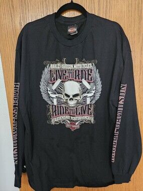 FINAL..Harley-Davidson Men’s Black 'Live to Ride' Long Sleeve Shirt